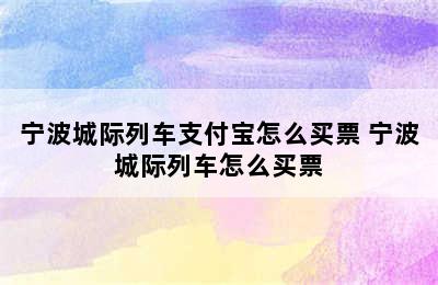 宁波城际列车支付宝怎么买票 宁波城际列车怎么买票